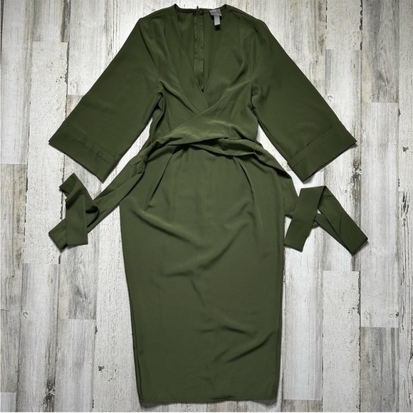 ASOS Kimono Sleeve V Neck Midi Pencil Dress Size 4 - Picture 3 of 7